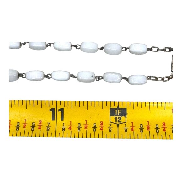 Vtg Roma Italy White Milk Glass Pearl Religious Rosary Necklace Cross Pendant - Picture 6 of 9